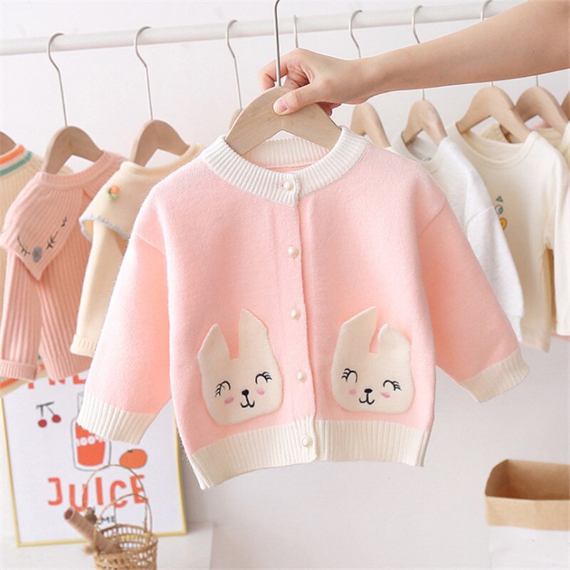 Veste en tricot pour fille de 1 à 3 ans, joli motif de lapin, pull, automne