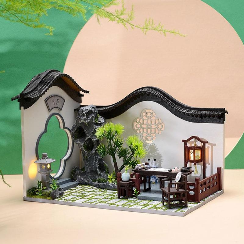 Diy Miniatuur Poppenhuis Kit Handgemaakte Chinese Stijl Tuin Gebouw Assemblage Productie Model Creatieve Kerst Verjaardag