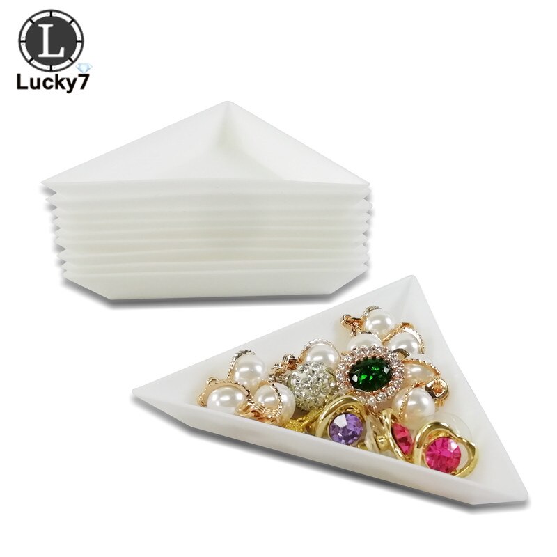 10Pcs Plastic Triangle Rhinestones Beads Crystal Nail Art Sorting Trays