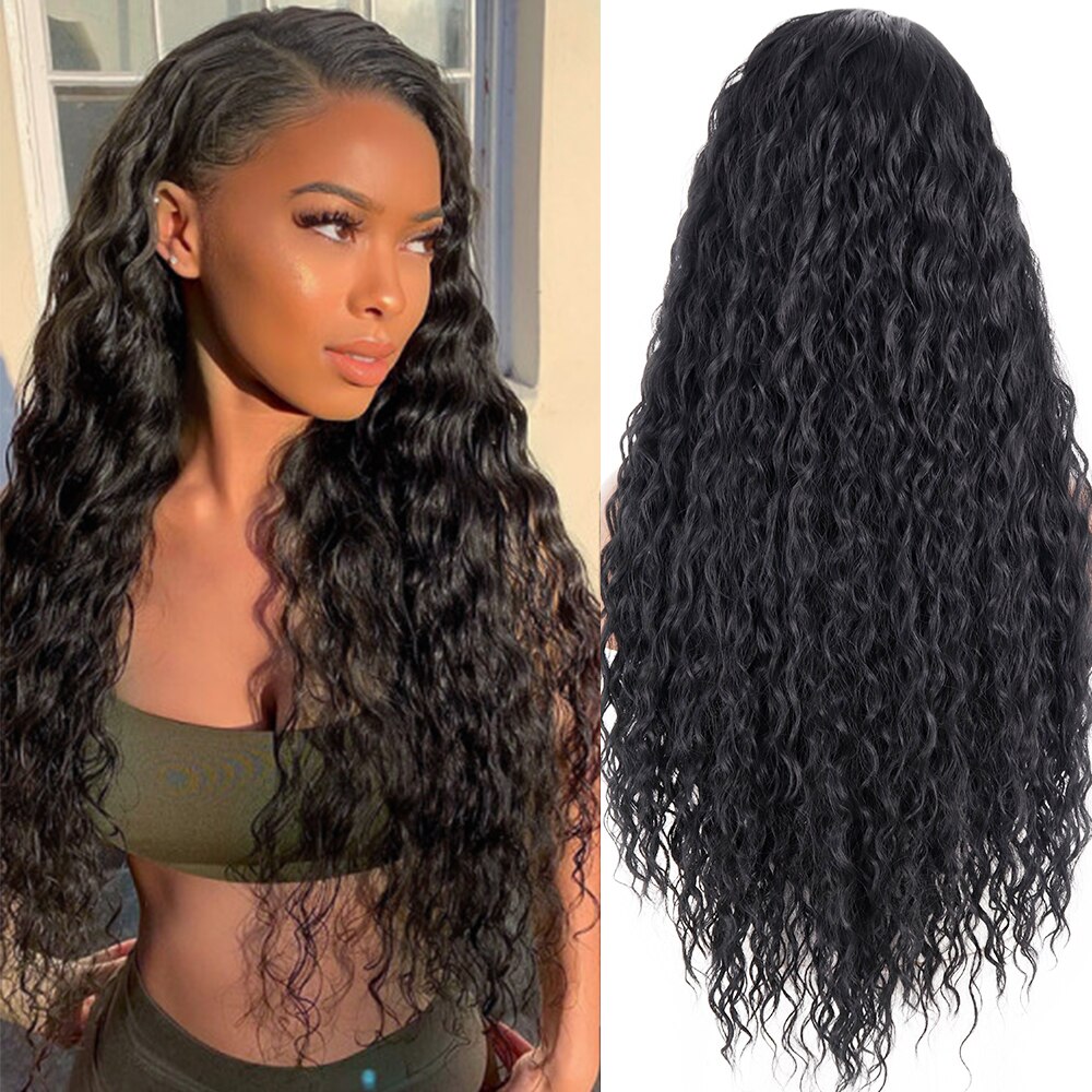 Synthetic Deep Wave Wigs with Head Wraps Short Bob Curly Headband Wigs for Black Women Kinky Curly Head Band Wig Peruca Cosplay: 4/30HL