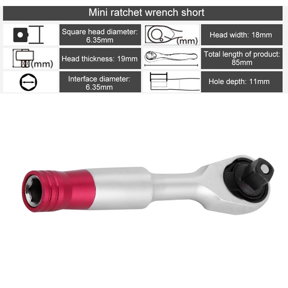 1/4inch 85/100MM Mini Torque Rachet Wrench Set Hand Repair Tool for Vehicle Bicycle Bike Socket Wrench Kit Tool