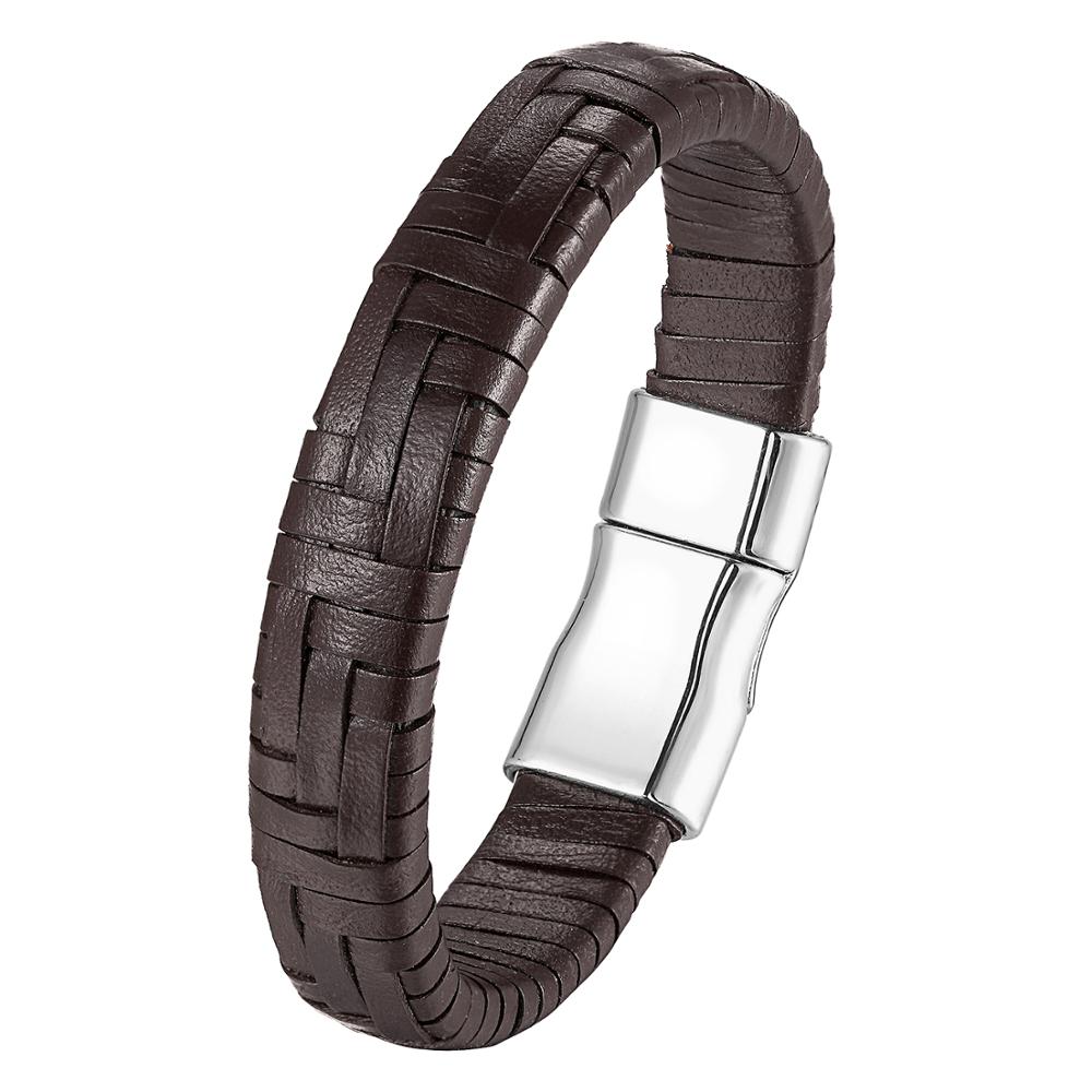 Mannen Mode Gevlochten Armband Mannen Zwart Lederen Armband Legering Gesp Mannen Sieraden Gesp: 4