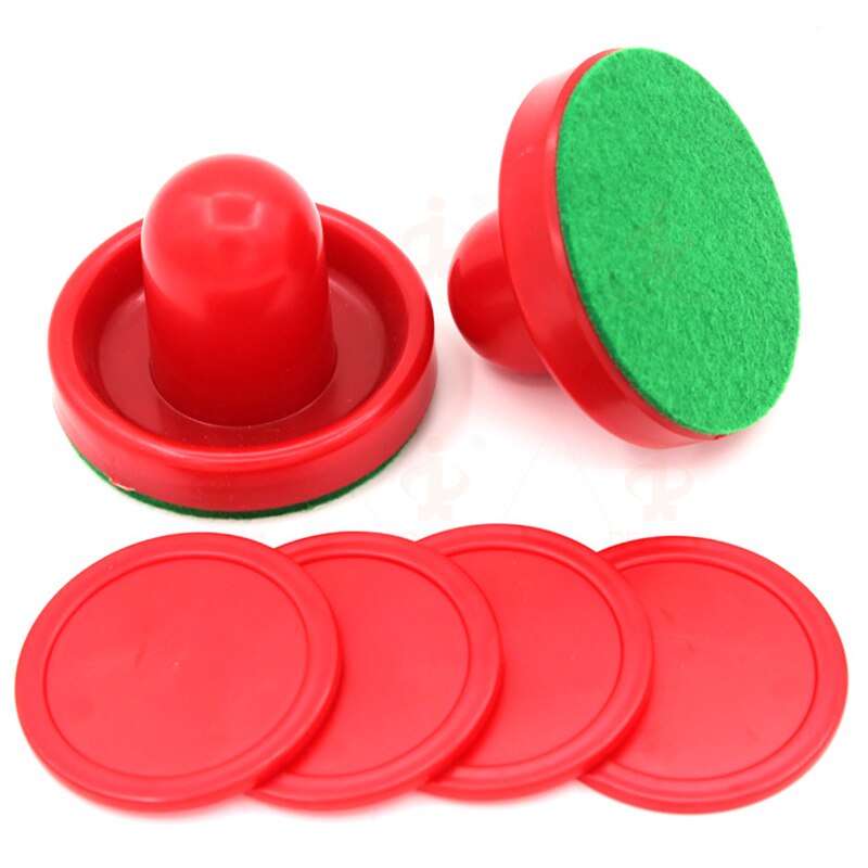 Rød hockey bord luft tilbehør 76mm puck filt kaster hammer målvakter og 52mm bordspill til voksne morsomme leker