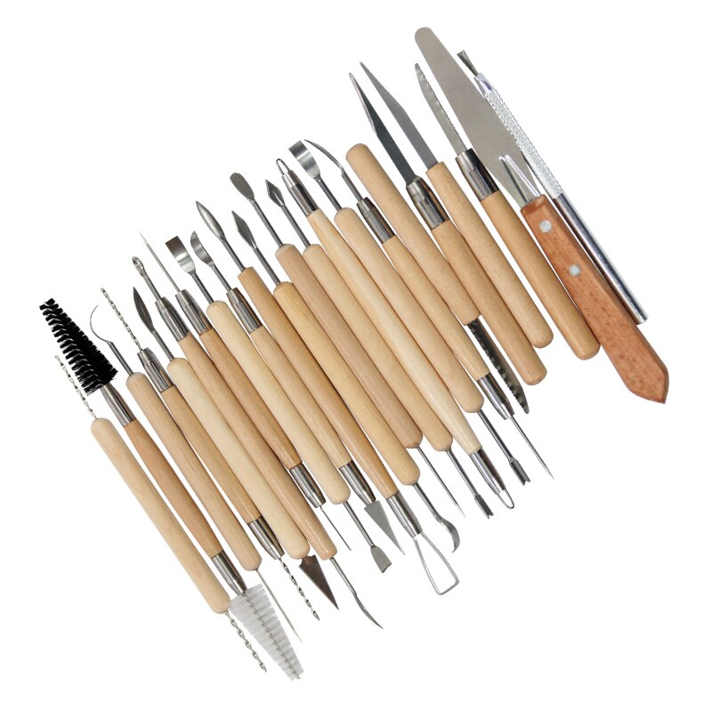 22Pcs Arts Crafts Clay Sculpting Tools Set Pottery &amp; Ceramics Wooden Handle Modeling Clay Tools With Bag