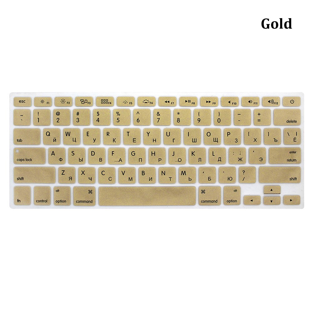 Silikoni pehmeä näppäimistön kansi suoja sateenkaari värikäs iho pölytiivis apple macbook air pro retina 13 " 15 " 17 ": Kulta-