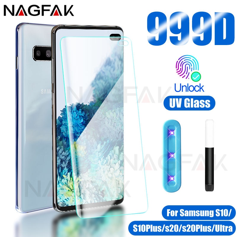 Uv Gehard Glas Voor Samsung Galaxy S10 S20 S8 S9 Plus Ultra Full Liquid Screen Protector Voor Samsung Note 10 9 S10E S10 Glas