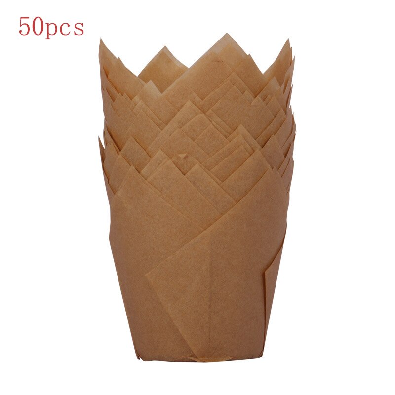 50/100150 Pieces Tulip Baking Cup Cake Cups Muffin Baking Liners Holders Rustic Cupcake Wrapper Baking Paper Parchment Paper: Coffee 50pcs