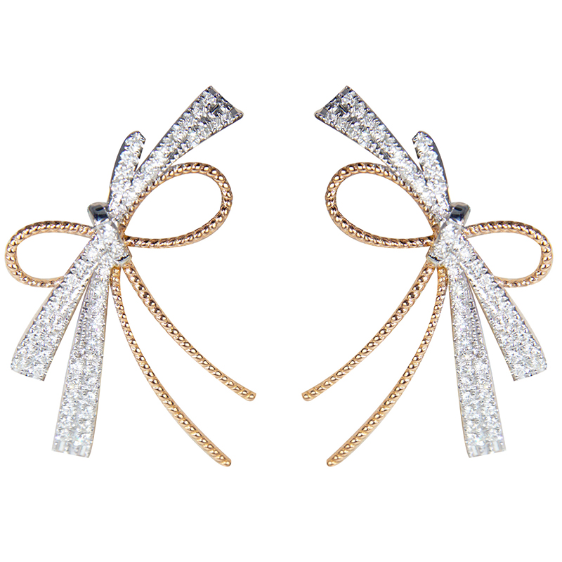 Korean Bow Earrings for Women Temperament Light Luxury Simple Jewelry Cute Earrings As A Girlfriend