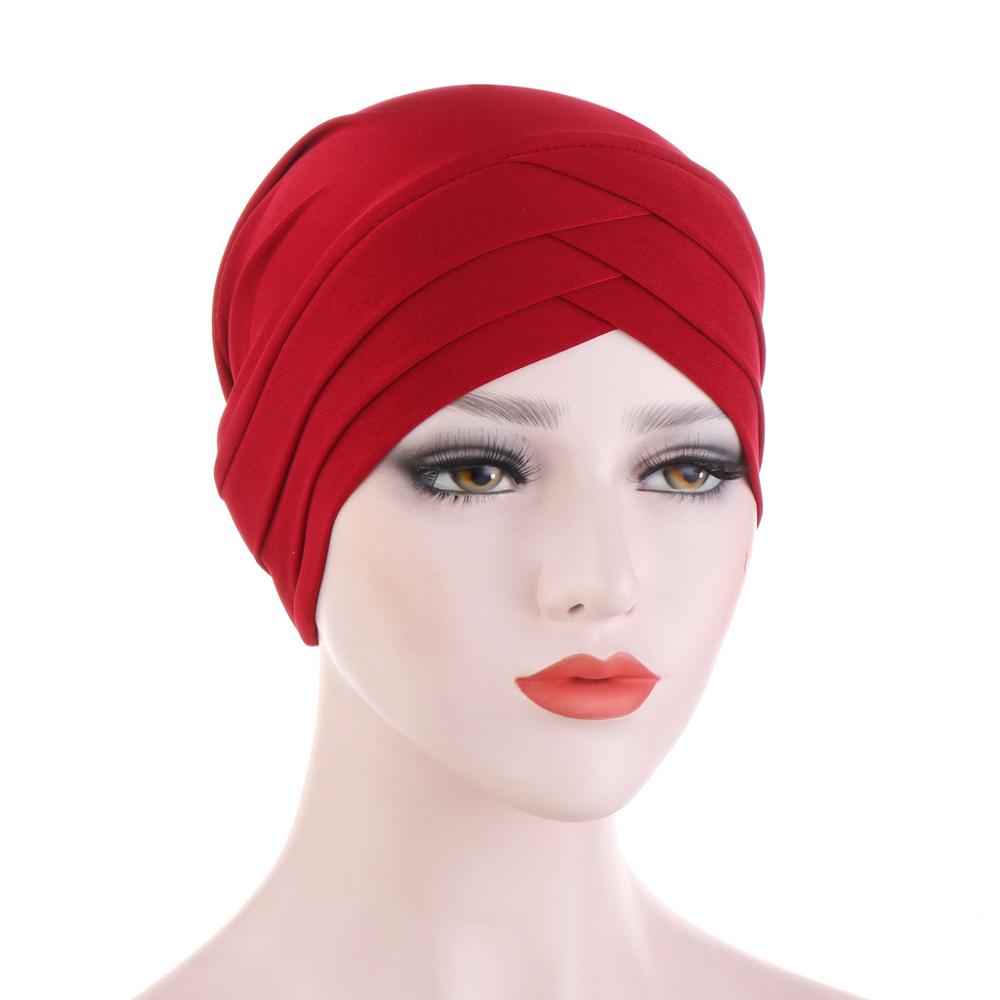 Front croisé Turban musulman couleur Pure coton extensible Hijabs intérieur pour casquettes prêt à porter femmes foulard sous Hijab Bonnet