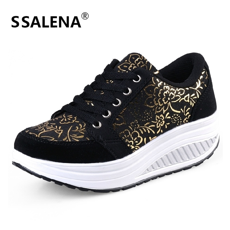 Women Swing Toning Shoes Height Increasing Fitness Shoes Ladies Lace Up Breathable Slimming Shoes Sports Sneakers #B2482