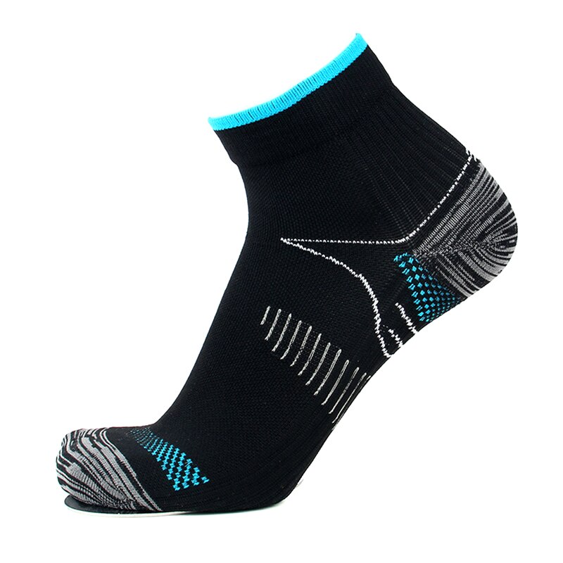 Gorący sprzedawanie 1 para kobiety mężczyźni skarpety uciskowe Foot Arch ulgę w bólu skarpety sportowe: Black blue / S/m