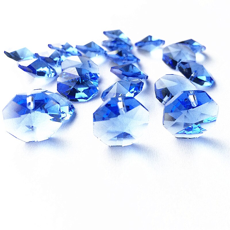 oben 20 stücke Mehrfarbig 14mm Kristall Achteckigen Perlen in Einem See K9 Kristall Kronleuchter Teile Zubehör DIY Hochzeit &Ampere; X-tr: hell Blau