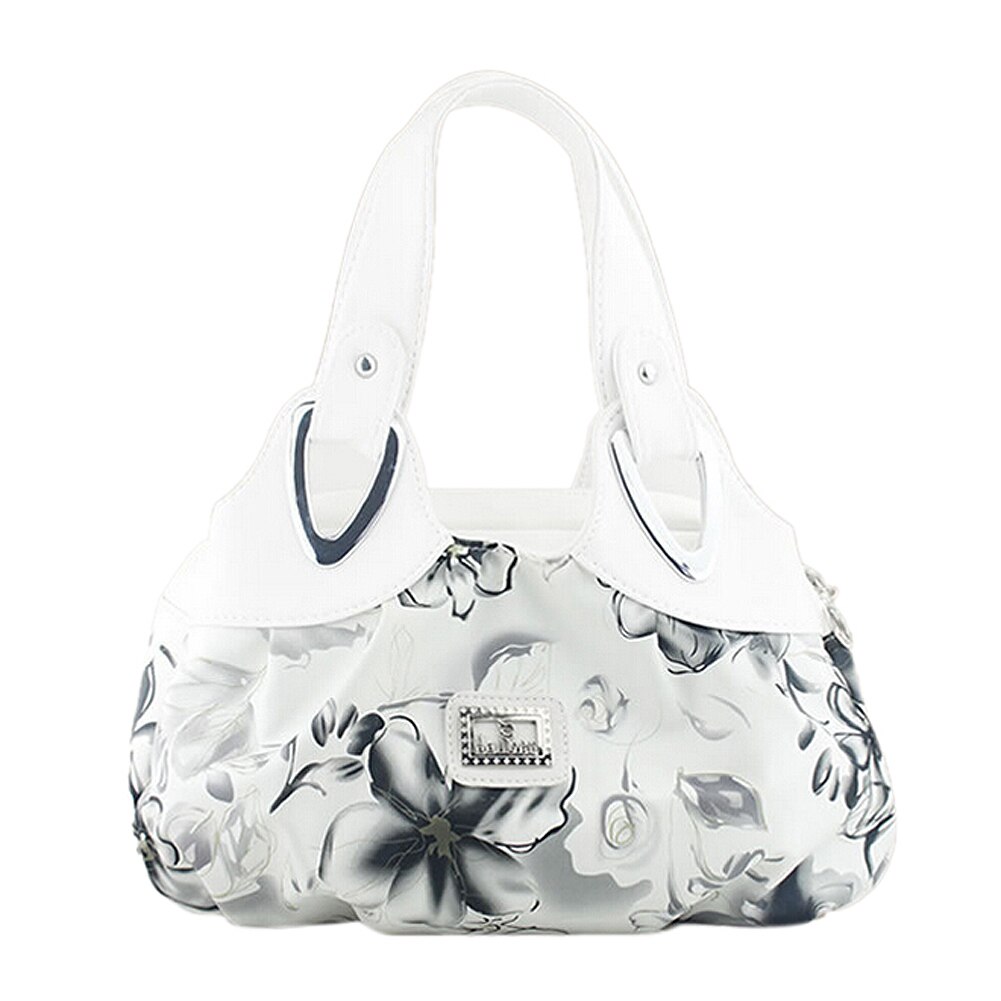 Fggs-Mode Handtas Vrouwen Pu Lederen Tas Tote Bag Printing Handtassen Satchel-Droom Saffloerolie + Wit Handstrap: Gray