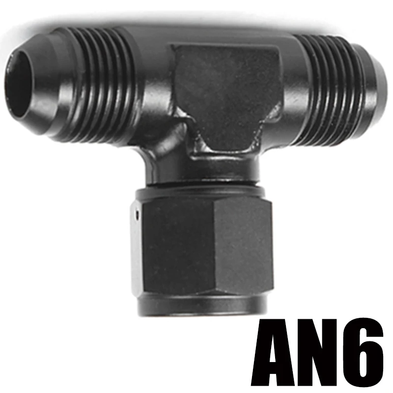 An4 an6 an8 an10 an12 universella aluminiumslang-t-kopplingar hane till hane hona t-koppling på sidan gängad koppling adapter svart: Blå