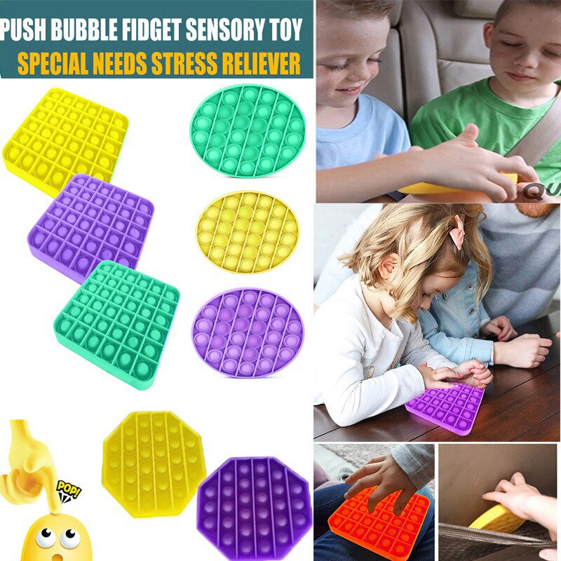 Push pop Bubble Fidget Sensory Toy Stress and Anxiety Relief for Homeschool & Office, Good for Kids with ADD, ADHD or Autism