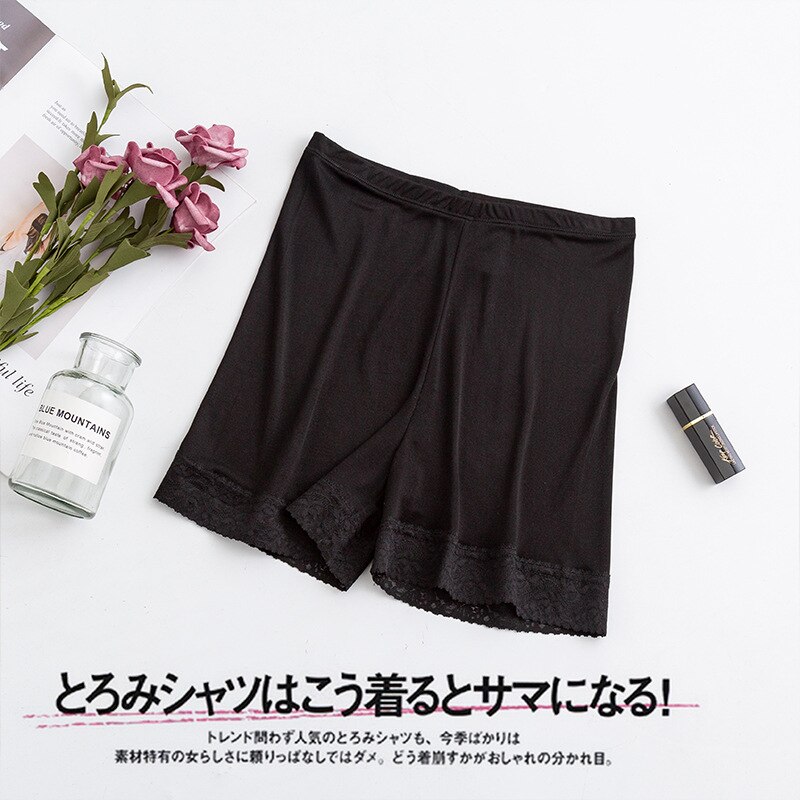 100%  natur silke sikkerhed korte bukser anti eksponering silke underkjoler bukser sikkerhed mulberry silke pyjamas søvnbukser tg -030: Sort / L