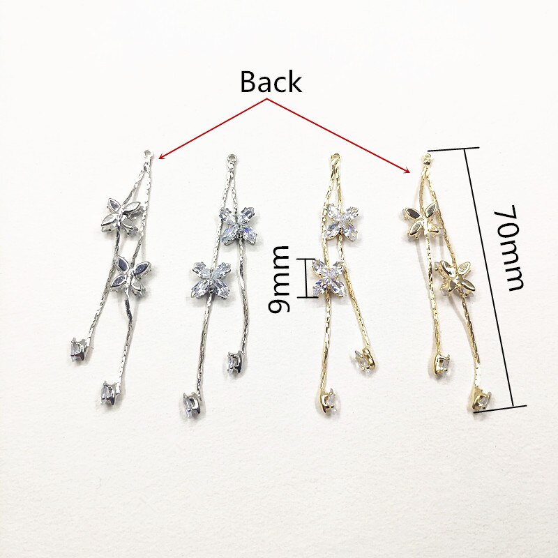 Nuovo arrivo! 70x9mm 30pz Catena con Zircone Cubico di fascino/Connettori per gli accessori Dei Monili/orecchini accessori/orecchino parti FAI DA TE