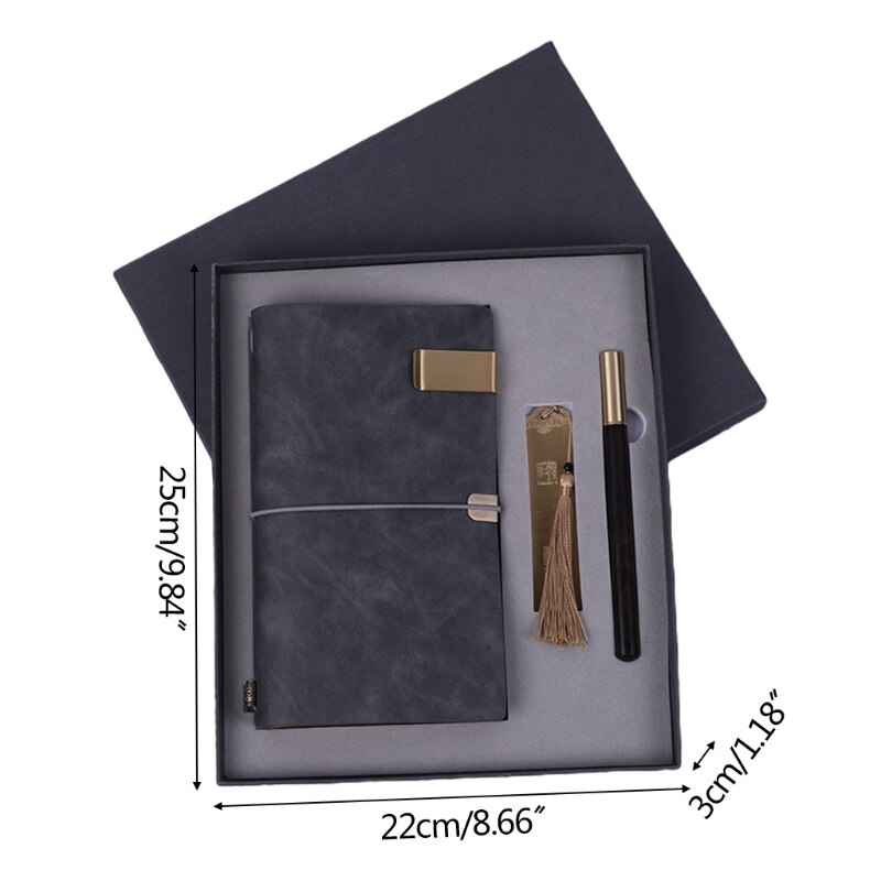 Business Set PU Leather Notebook Bookmark Pen Kit for Office Meeting