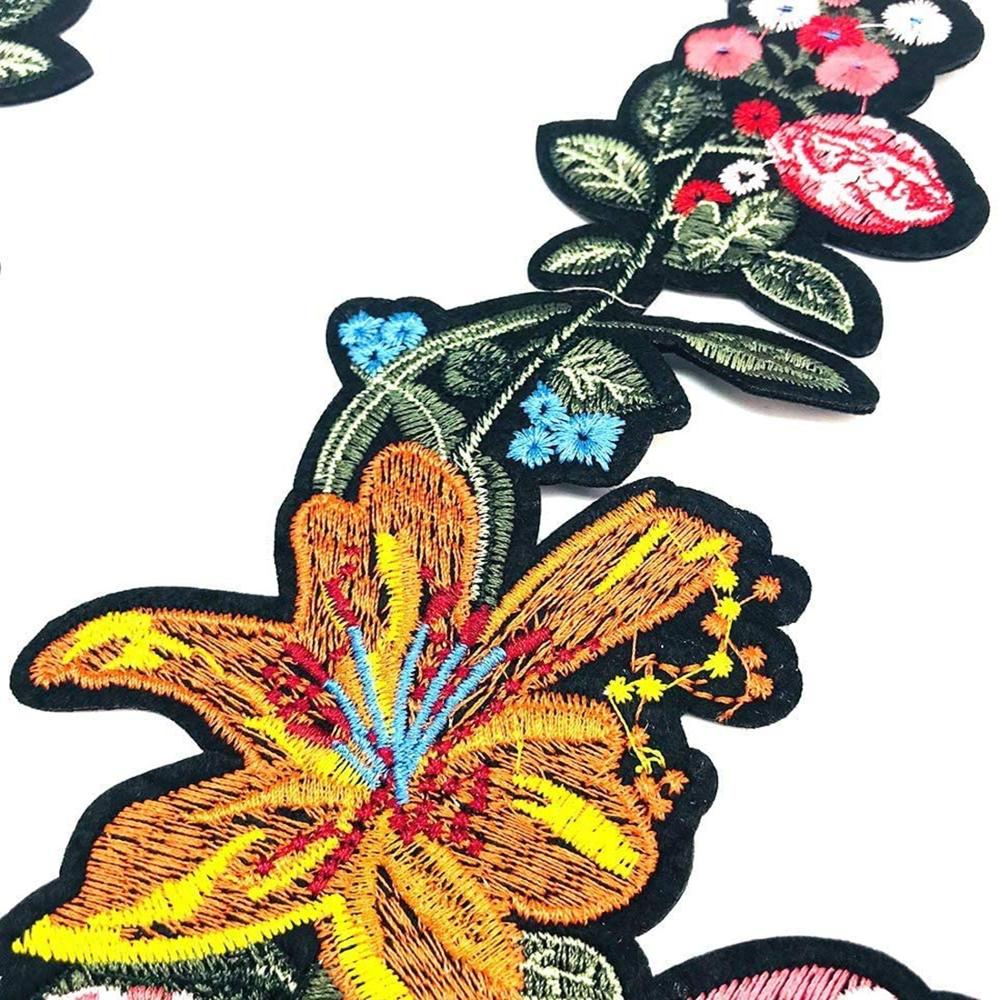 1 Pairs Bloem Bloemen Ijzer Op Flarden Grote Applique Geborduurde Naai Op Patches Voor Kleding Jassen Kleding T-shirt, decals, Pat