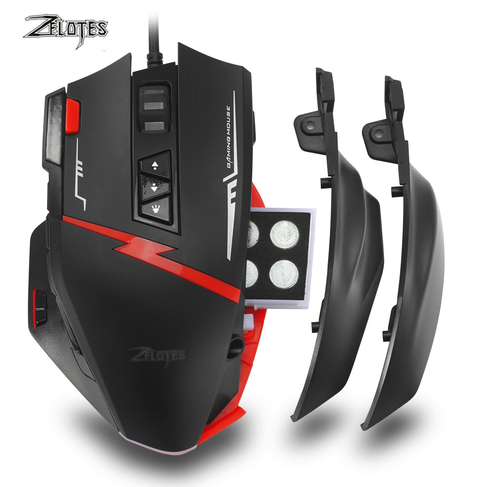 Zelotes C15 computer mouse hand game Gaming Mouse 7000 DPI 13 Programmable Buttons Weight Tuning Cartri gaming mouse