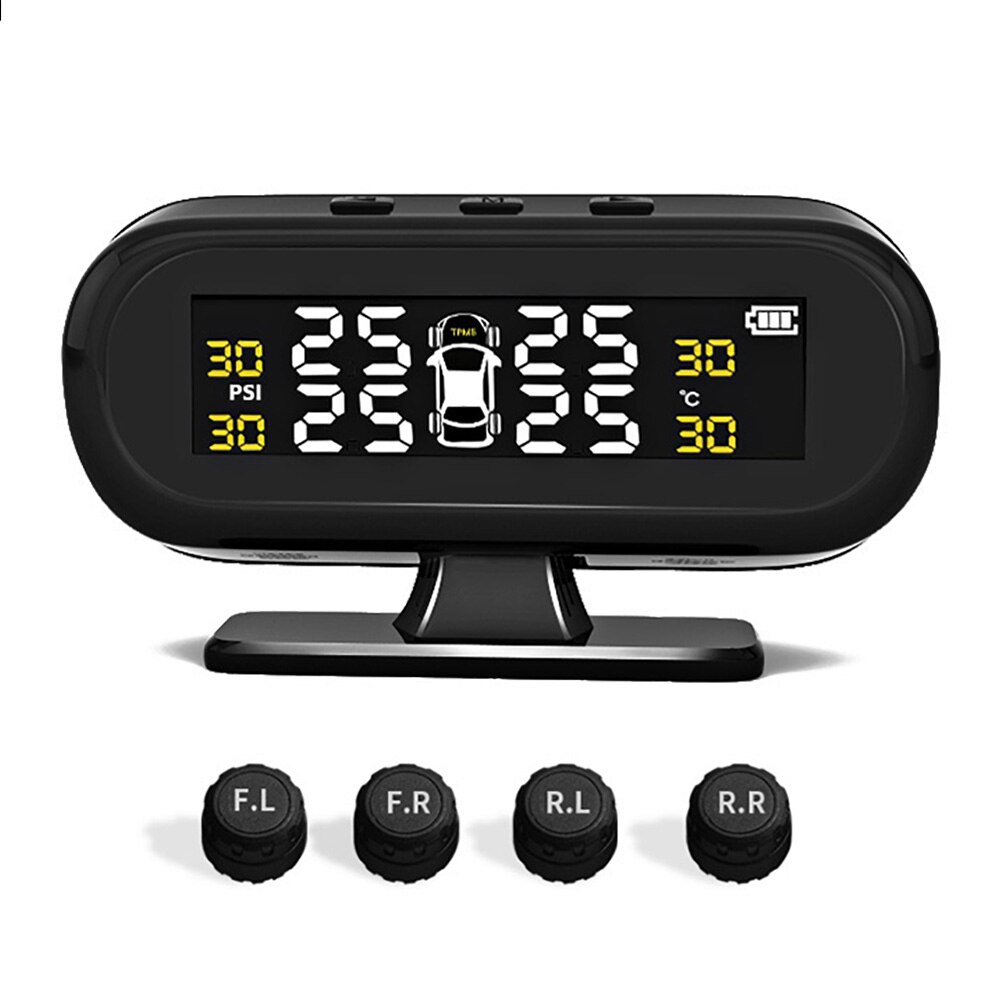Car Tyre Pressure Monitor Temperature Warning Fuel Save Solar TPMS Tire Pressure Monitoring System With 4 External Sensors: C External sensor