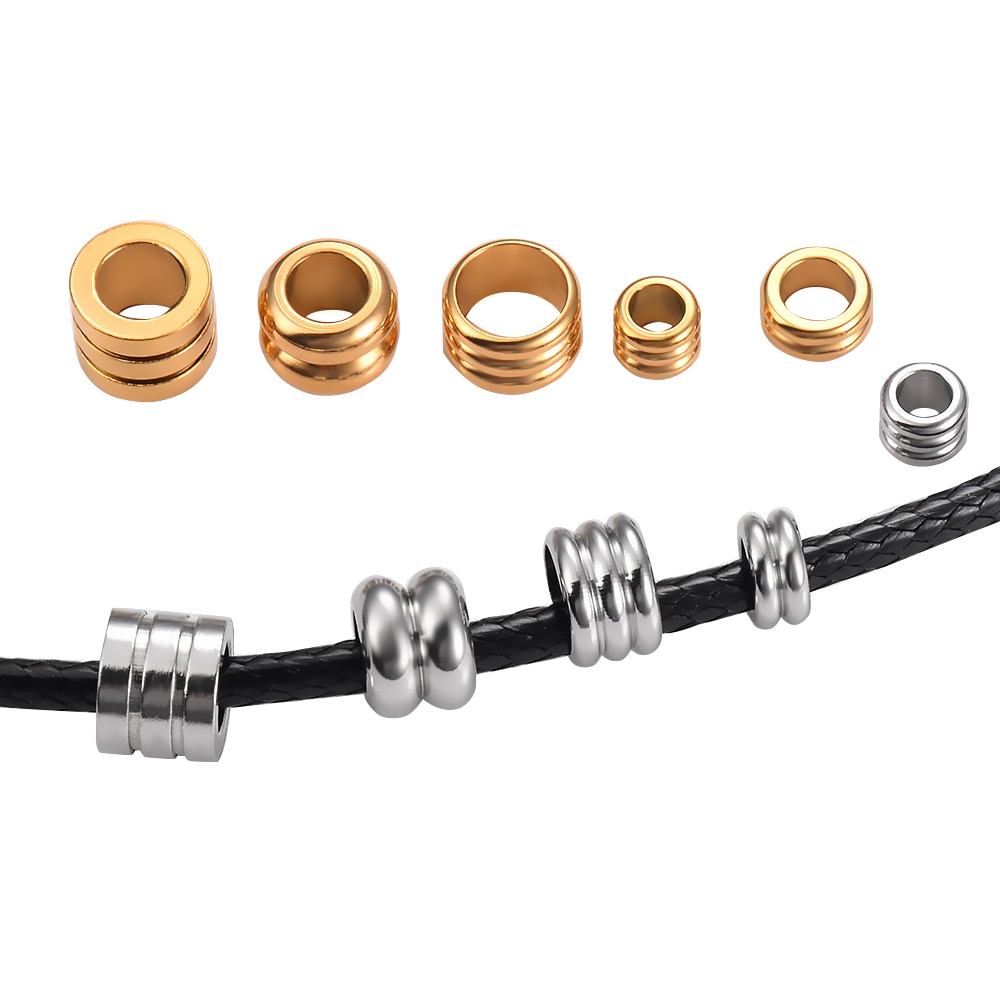 Colgante de cuentas con separador de acero inoxidable, 30 Uds., cuentas redondas sueltas, abalorios de engarce para fabricación de joyas DIY y componentes