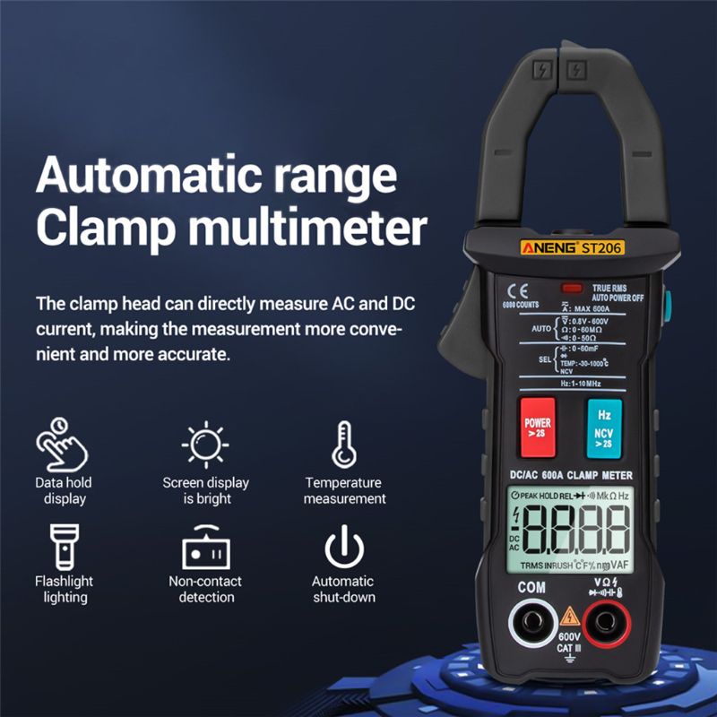ST206 Digital Multimeter Clamp Meter 6000 Counts Amp Current Clamp Measure Tester Voltmeter