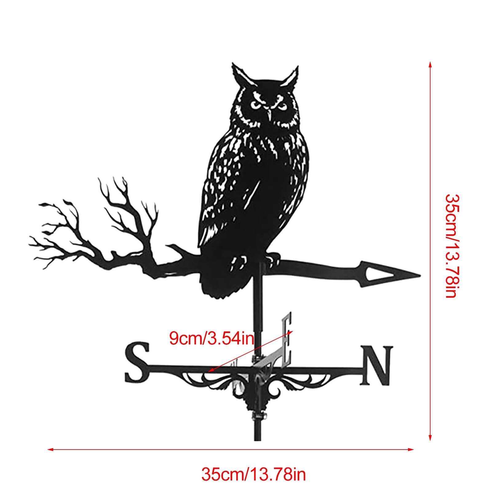 Outdoor Dak Metalen Uil Weathercock Wind Richting Indicator Heks Hen Creatief Plezier Tuin Roadside Decoratie Versiering Ambachten Een: Owl