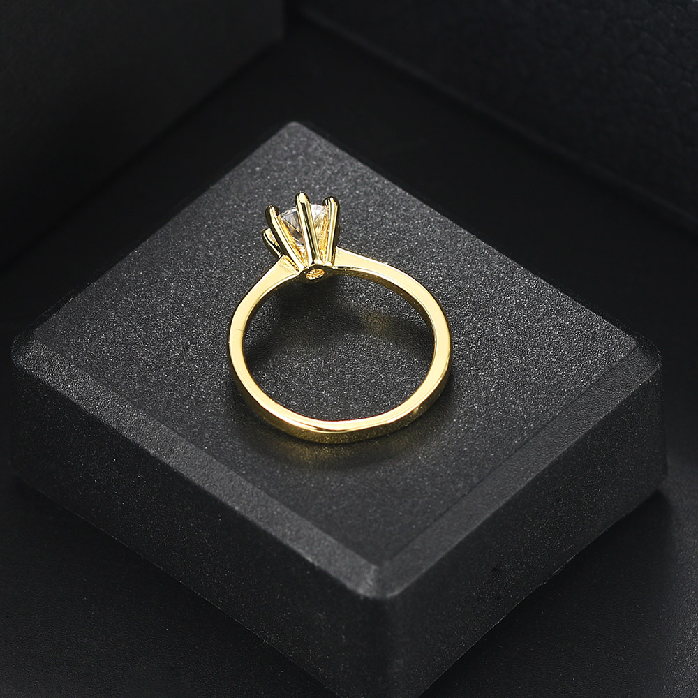 Anillo de boda clásico de cristal de 1 quilate para mujer, sortija de compromiso de aniversario de oro de diamante, propuesta de matrimonio, joyería al por mayor R174