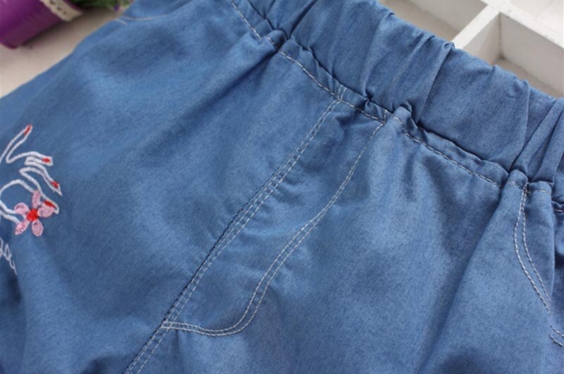 DIIMUU Kids Summer Girls Shorts Casual Elastic Waist Solid Loose Trousers Butterfly Print Cute Sports Bottom Pant