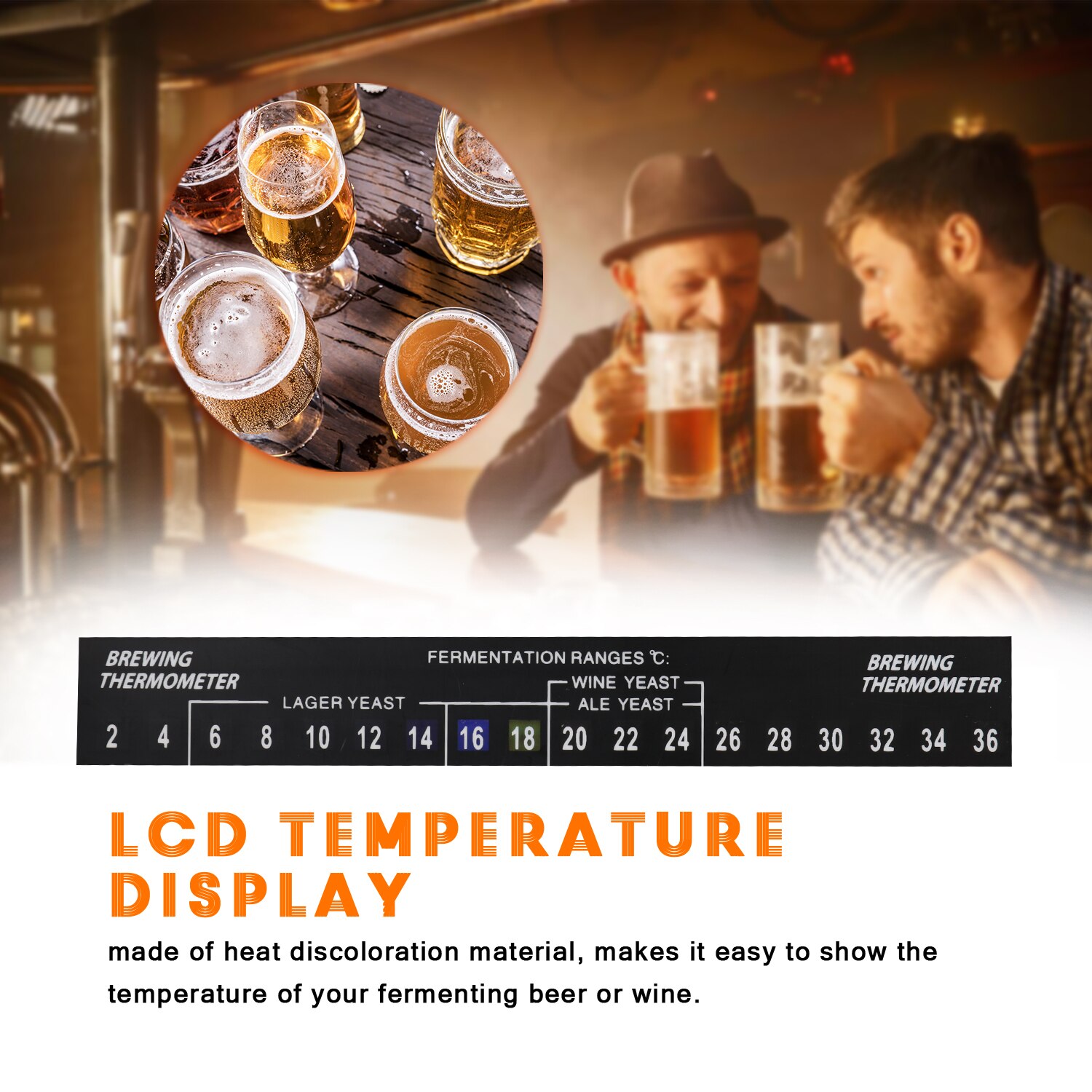 5pc Stick on Brewing Thermometer Adhesive LCD Thermometer Sticker for Homebrew Beer Homebrewing Thermometer Sticker Brewing Tool