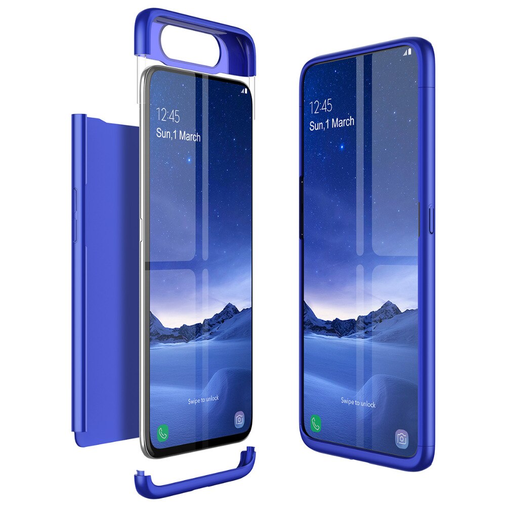 Gkk Lifting Bescherming Case Voor Samsung A80 Case Luxe Plating Elanden Patronen Antiklopmiddelen Hard Cover Voor Samsung A80 case Fundas: Blue PC