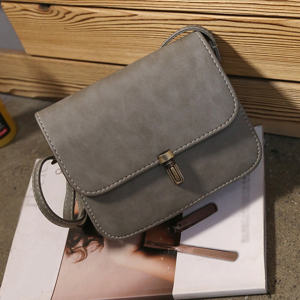 Bags for Women Retro Wild Women's Shoulder Bag Bullet Buckle Messenger Bag Solid Color Small Square Bag Handbags: Gray