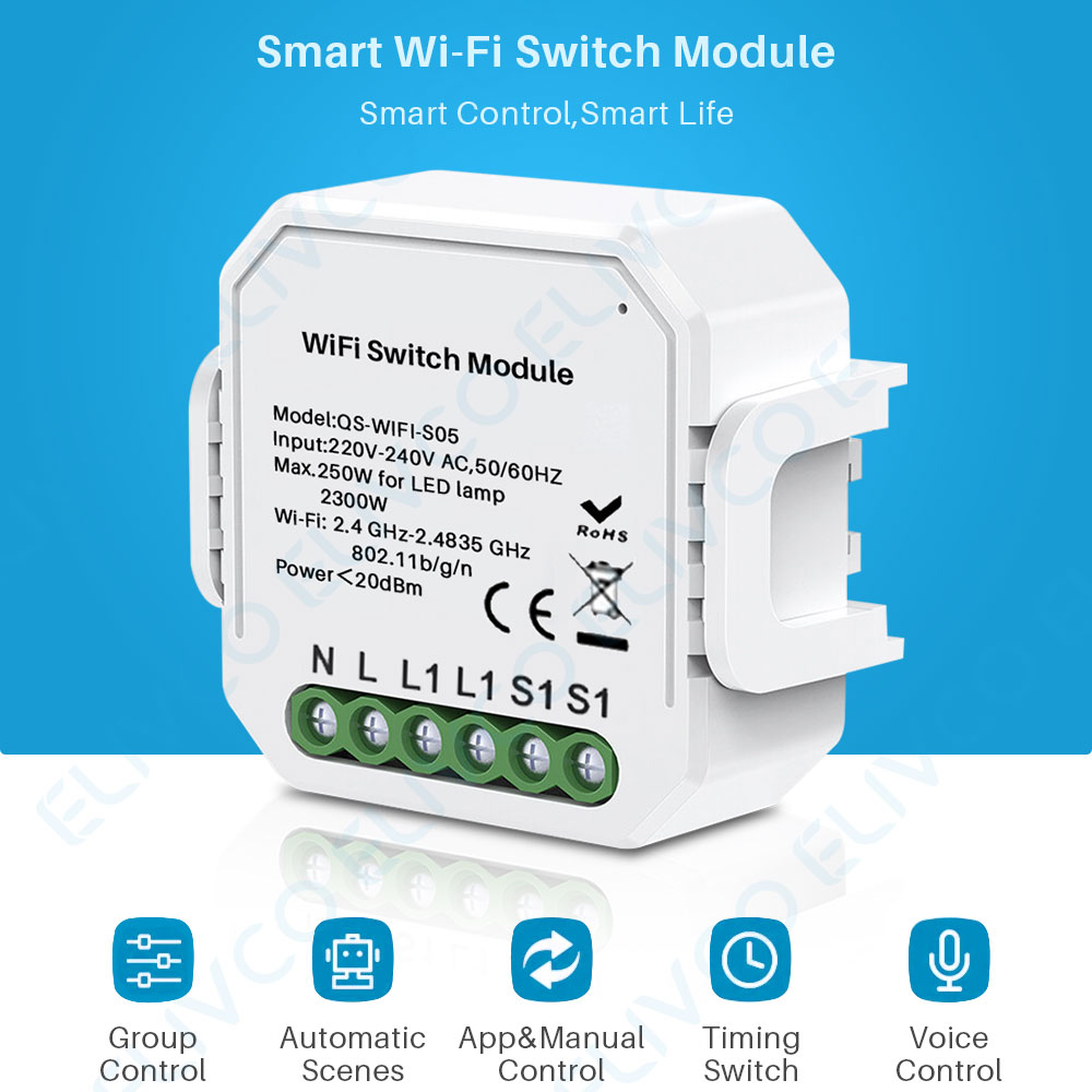 Wifi Smart Switch Module 1 Gang/2 Gang Two Way 10A 2300W Tuya Smart Leven App Afstandsbediening groep Controle Timer Werkt Met Alexa