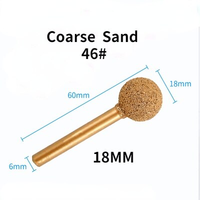 Gelötete Diamant Schleifen Kopf 6mm Schaft/Legierung Schleifen Kopf Grob Sand Feine Sand/stein Carving Schleifen Kopf sphärische: grob Sand 18mm