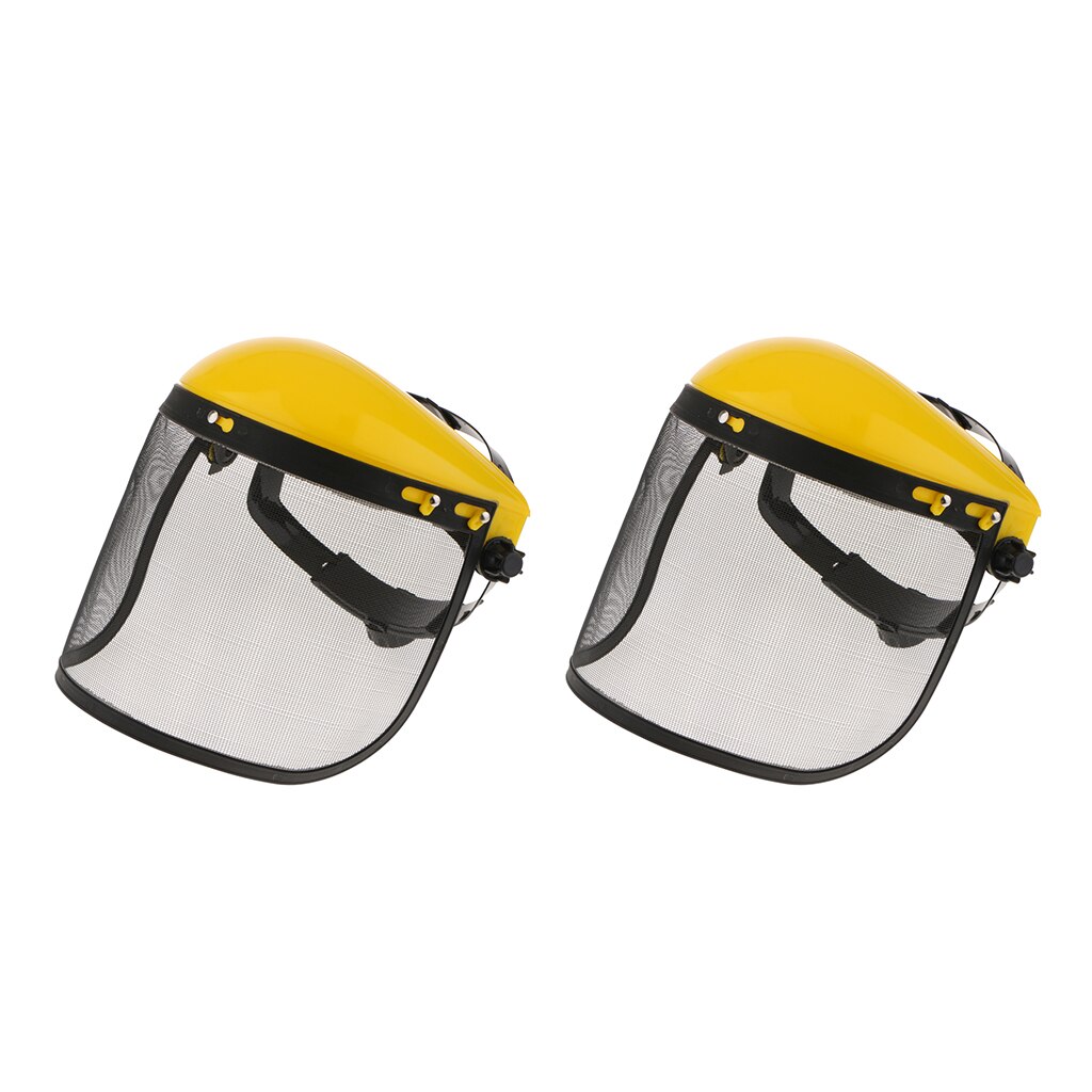 2 Pack Face Shield Steel Mesh Visor Adjustable Sweatband and Mesh Visor for Weeding, Sawing Wood