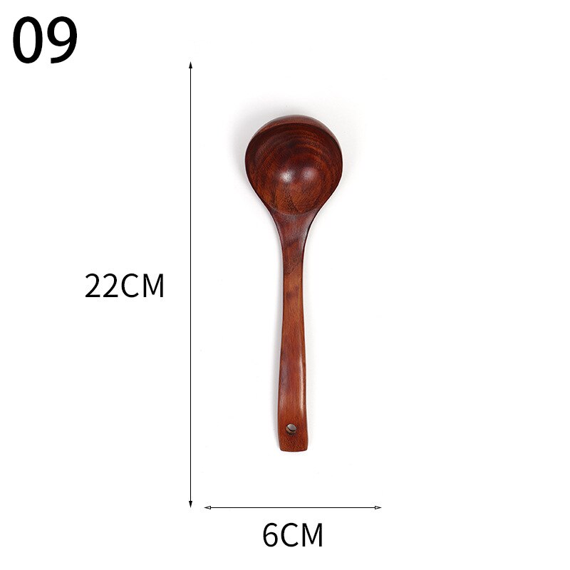Natural Wood Tableware Spoon Colander Spoon Special Nano Soup Skimmer Cooking Spoon Wooden Kitchen Cooking Tool: 09