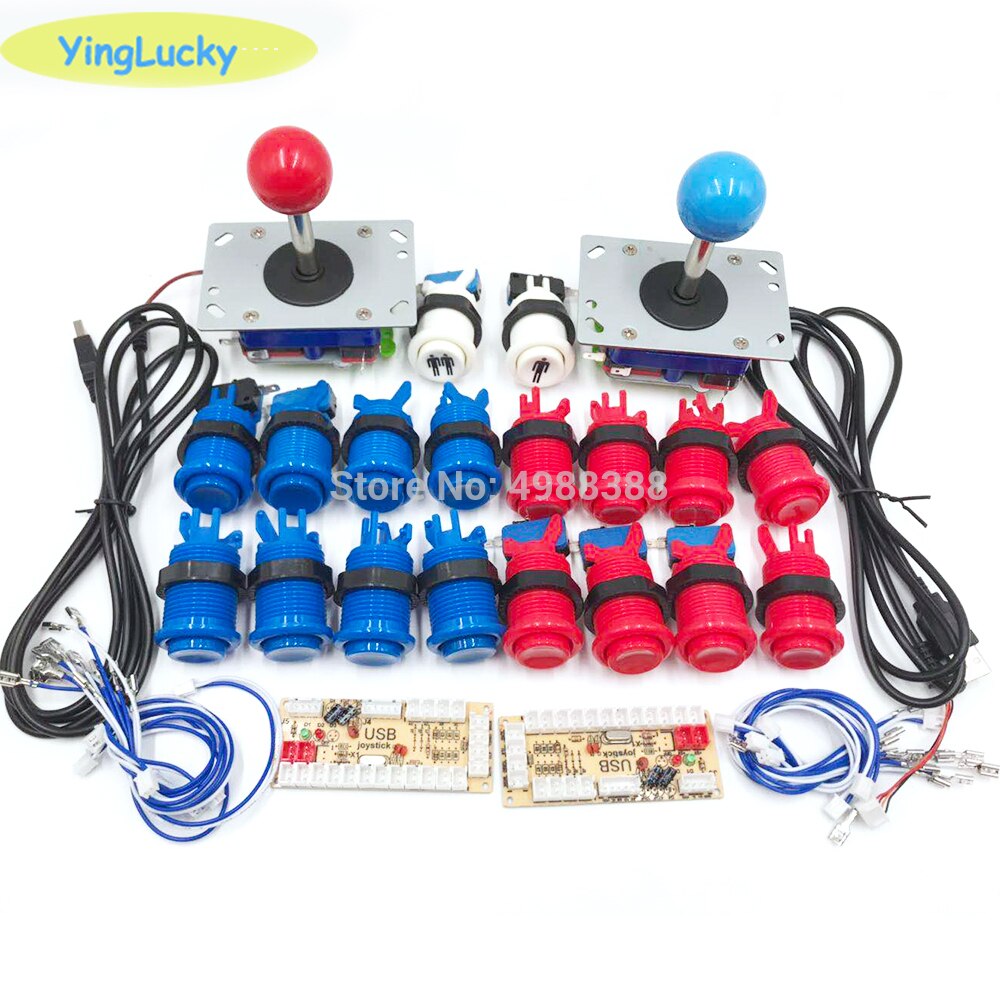 yinglucky 2 Players Arcade joysticks DIY Kit Zero Delay USB Encoder American Style Joystick 28mm Push Button HAPP joystick