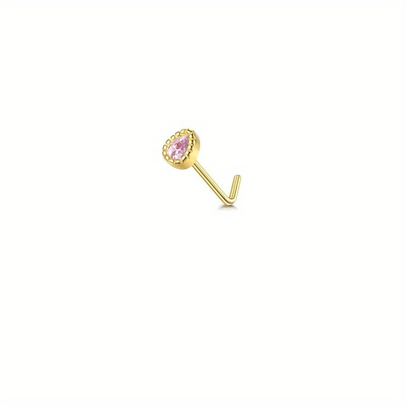 Drperfect 1pc 22g næsestikker l-formede næseringe til kvinder opal cz hjerte sommerfugl næsepiercing smykker: Guldfarve
