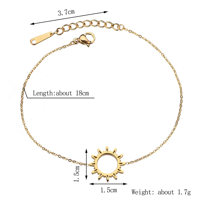 UZone Shinny Sun Bracelet Stainless Steel Sunflower Bracelet For Women Jewelry G