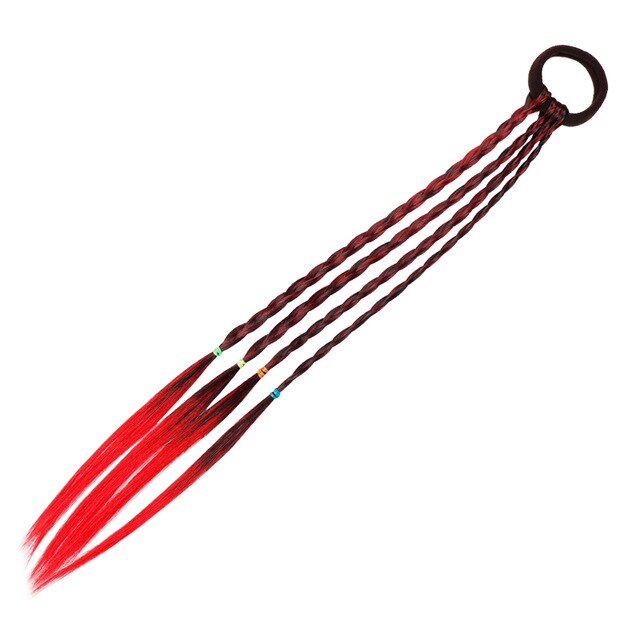 Perücken Braid Elastisches Hairband Bunte für Mädchen Frauen Prinzessin Haar Bands TiesPonytail Halter Gummibänder Haar Zubehör Neue: Rot