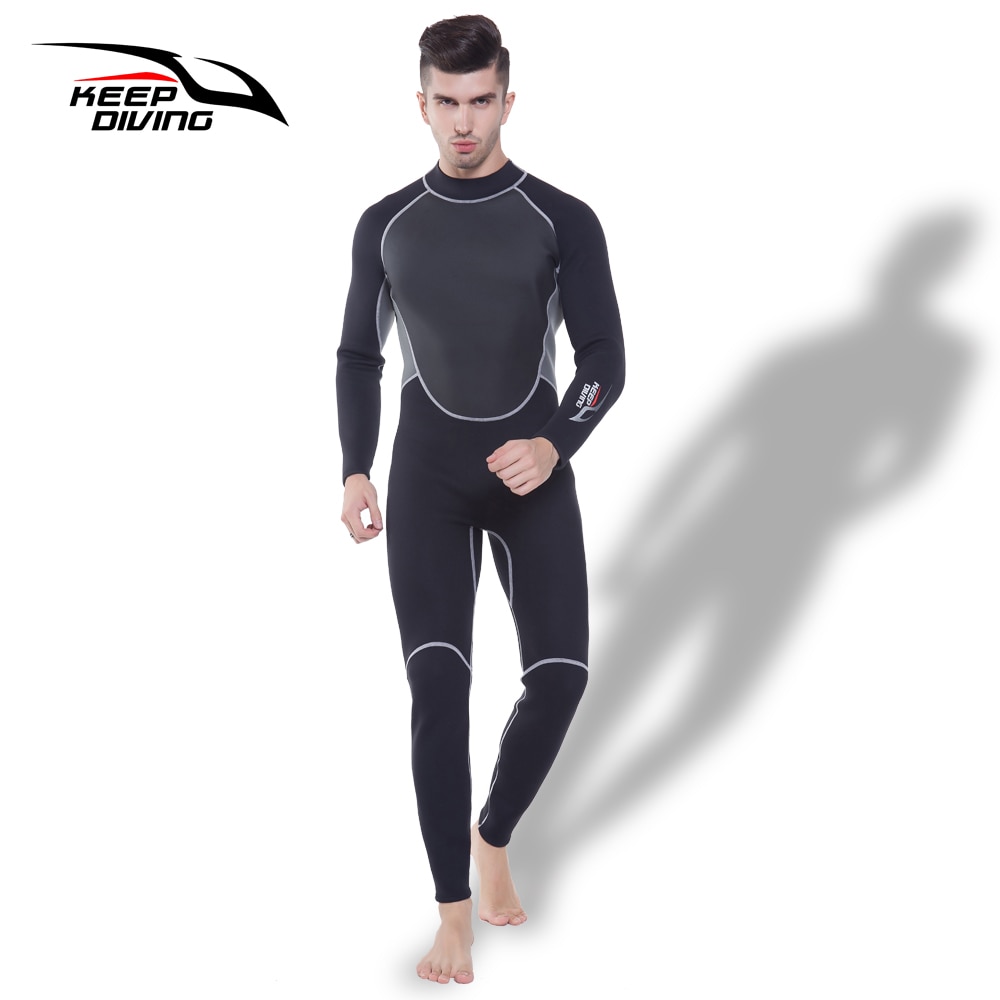 KEEP DIVING 3MM Neoprene Wetsuit One-Piece Full body For Men Scuba Dive Surfing Snorkeling Spearfishing Plus Size
