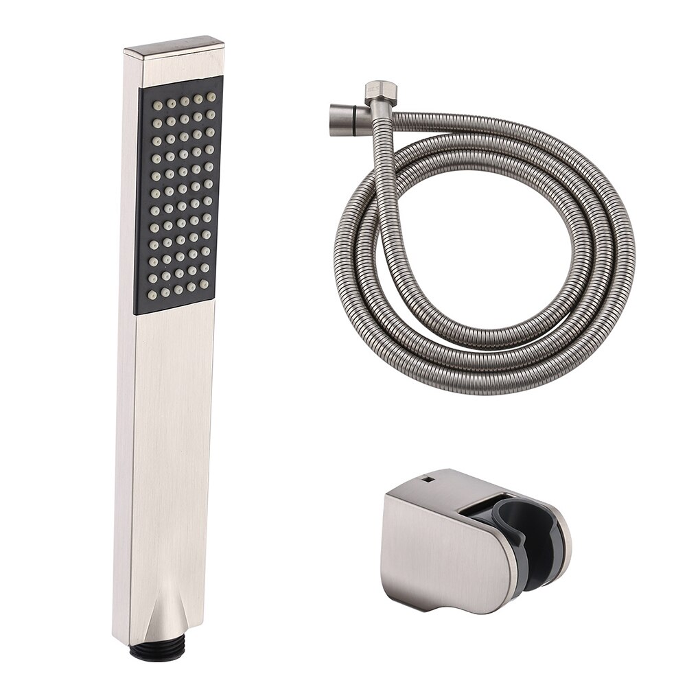 Handheld Brass Square Shower Head Set Home Modern Hotel Accessories With Hose And Holder Easy Install Wall Mounted Bathroom