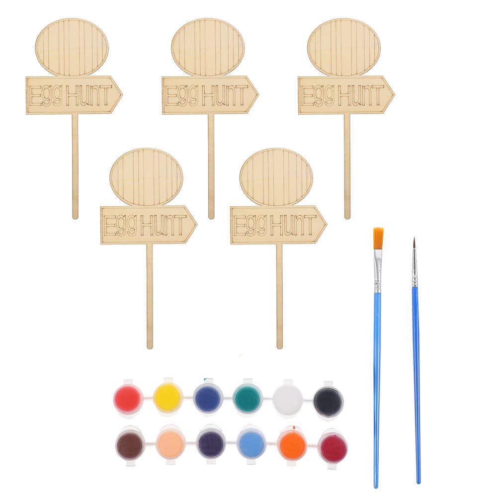 1 Set Easter Indoor Wooden Plug-in Crafts DIY Home Hand Painting Decors (Egg)