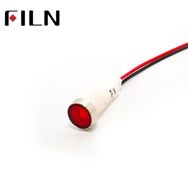 red yellow blue green white 12v 24v 220v 110v 10mm led plastic indicator light signal lamp with 20cm cbale