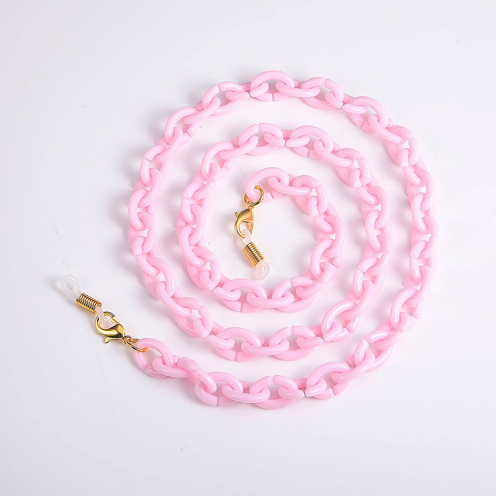 Skyrim 2022 Colorful Mask Chain Holder Hang on Neck Acrylic Glasses Chains Sunglasses Straps Eyewear Cord: pink2-gold