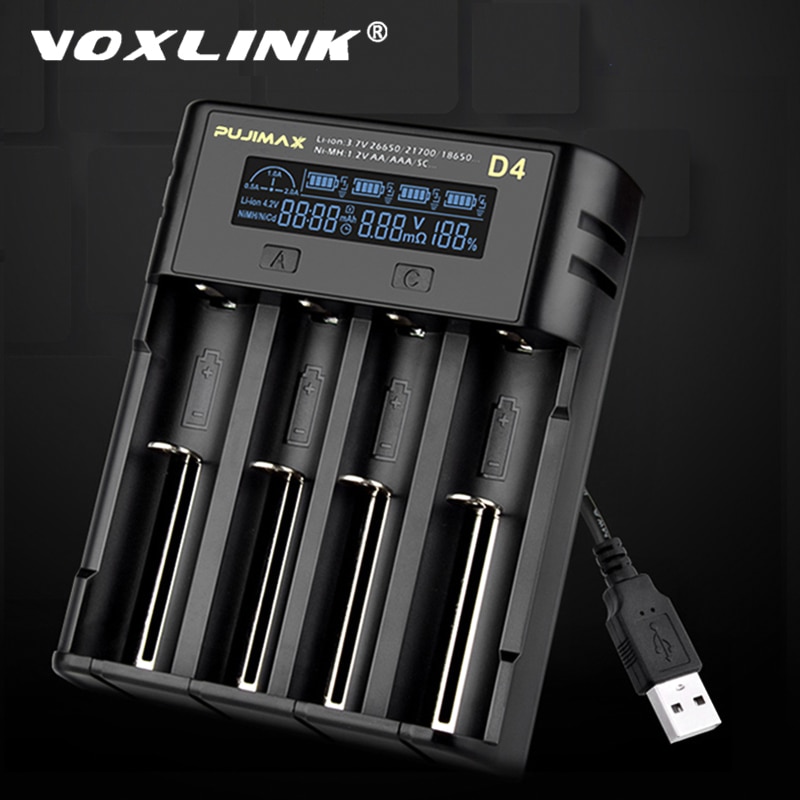 Voxlink 18650 Batterij Oplader Lcd-beeldscherm Tonen De Snel Opladen 26650 18350 21700 22650 1.2V Li-Ion Oplaadbare Batterij Oplader