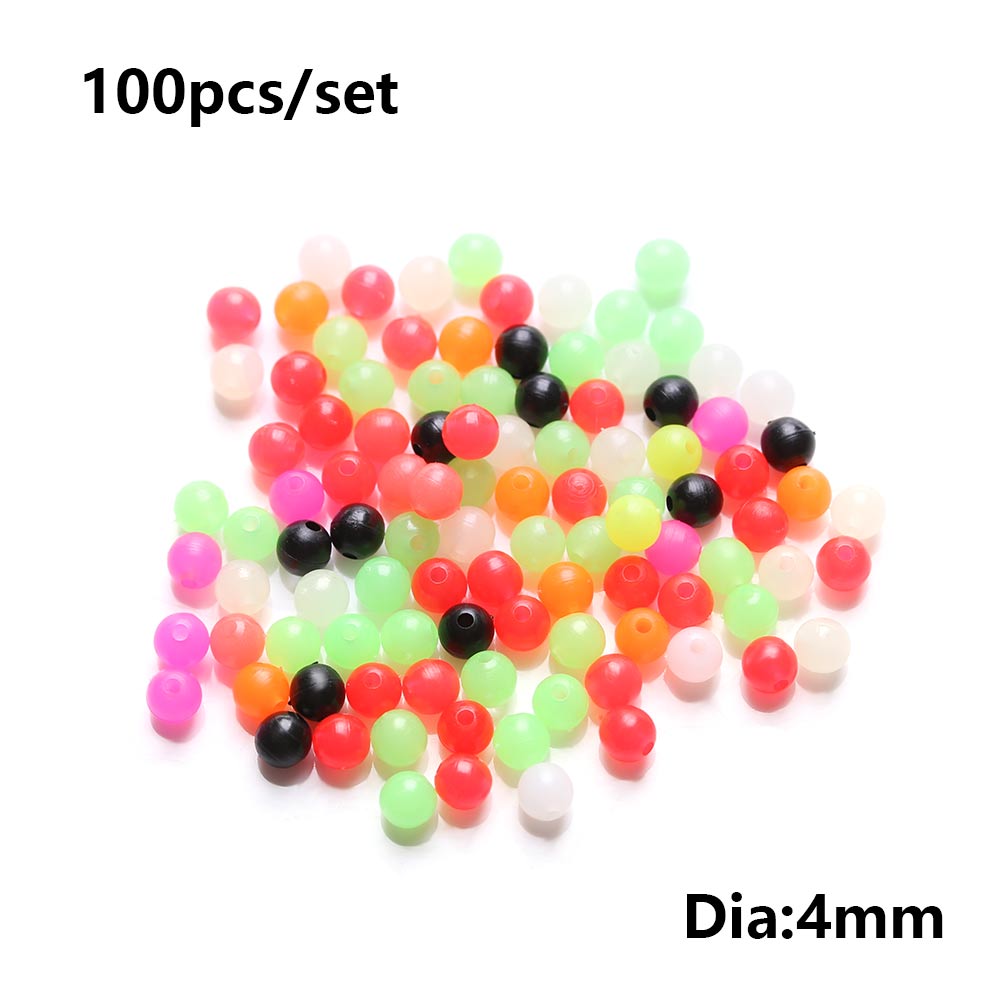 100PCS Mixed Color Round Fishing Cross Beads Double Pearl Floats Ball PE Plastic Stoppers Carp Fishing Tackle Acces: 4mm