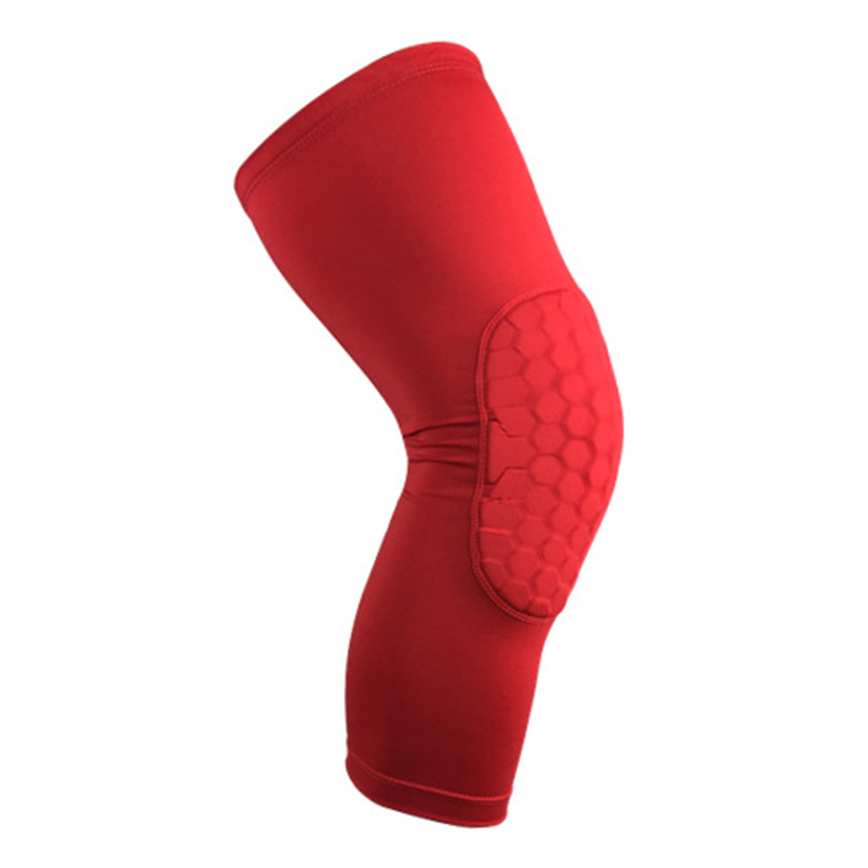 Honeycomb Pad Crashproof Antislip Basketball Leg Knee Guard Pad Long Sleeve Protector Gear Sports Injury Protect Sportswear: Red / L