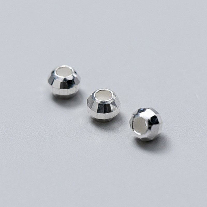 10pcs 925 Sterling Silver Football Shape Loose Beads 3mm 4mm 5mm Round Faceted Silver Spacer Beads DIY Jewelry Findings Supplier: 5mm 10pcs